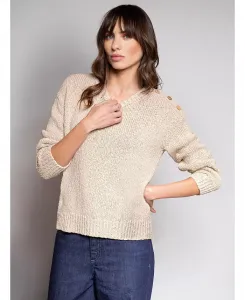 Женский свитер с пуговицами, выполненный в технике плоской вязки Celtic & Co., коричневый/бежевый