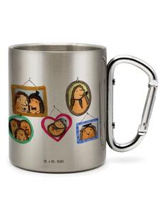 Кружка из нержавеющей стали с рисунком семьи ежиков (не скажешь!) в серебряном цвете Mr. & Mrs. Panda