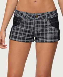 Женские джинсовые шорты Carie в клетку с низкой посадкой Edikted, Black