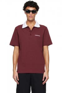 Casablanca Красная футболка-поло с рельефным лавровым венком