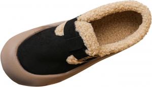 Женские слипоны с шерпой: модные легкие зимние теплые ботинки с круглым носком, однотонная обувь для походов и прогулок, коллекция осень 2025 Generic, Black