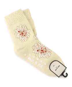 (W)PAUL & JOE/Paul & Joe Акриловые шерстяные носки с принтом хризантем. Внутренняя подкладка.