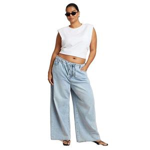 Женские джинсы plus size с завязками на талии Eloquii, Light Wash