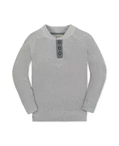 Органический свитер-хенли с длинными рукавами и заплатками на локтях для мальчиков и подростков Hope & Henry, серый