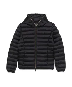 Блестящее черное ветрозащитное пальто с капюшоном Save The Duck, черный