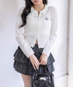 Вышитый трикотажный топ с двойной застежкой-молнией и длинными рукавами <<Новинка>>