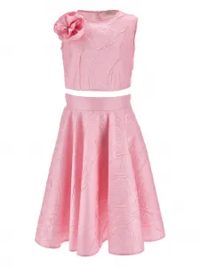 Комплект из топа и юбки с цветочной аппликацией Monnalisa, розовый