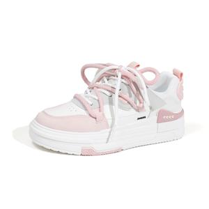 Женские кроссовки для скейтбординга с противоскользящей амортизацией, легкие и дышащие King Jinmai, White Pink