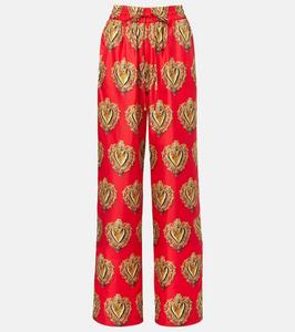Напечатанные шелковые палаццо с высокой талией Dolce&Gabbana, Sacro Cuore F.Rosso