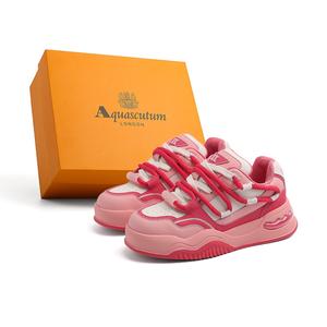 AQUASCUTUM Женские легкие низкие скейтерские кроссовки для увеличения роста розовые, цвет Pink