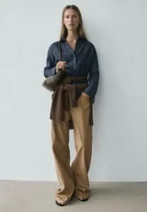 Струящаяся блузка на пуговицах Massimo Dutti, Mottled Dark Blue