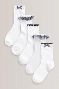 Комплект из 5 пар школьных носков с высоким содержанием хлопка и рисунком в клетку Виши Next, синий