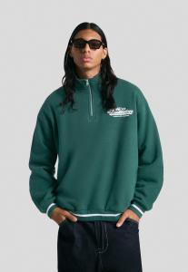 Толстовка Bershka PRINTED QUARTER-ZIP, Evergreen