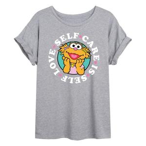 Футболка размера «oversize» от Juniors «Улица Сезам» с надписью «Забота о себе — это любовь к себе» Licensed Character, серый