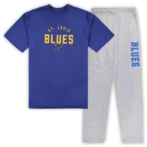 Мужской комплект для отдыха с футболкой и брюками St. Louis Blues Royal/Heather Grey Big & Tall