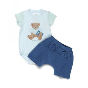 Комплект из вафельного комбинезона и брюк Branshes, цвет Blue