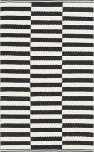 Ковер SAFAVIEH, 77 x 122 см, Montauk Collection, Ivory & Black, ручной работы, хлопковый, полосатый, идеален для помещений с высокой проходимостью: прихожая, гостиная, спальня (MTK715D)