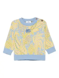 Свитер с узором пейсли и пуговицами ETRO KIDS, синий