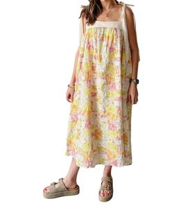 Солнечное платье миди в желтом цвете с пэчворком Aureum