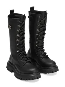 Ботинки на шнуровке с логотипом Dolce & Gabbana Kids, черный