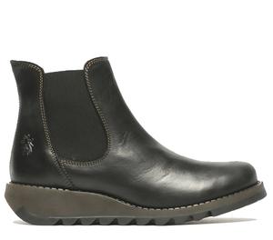 Женские кожаные ботинки Fly London SALV на платформе с каблуком-танкеткой в стиле челси, черный