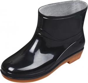 Резиновые сапоги для женщин, женские короткие водонепроницаемые сапожки с широким голенищем, садовая обувь, легкие, противоскользящие резиновые ботинки, удобные ботильоны Generic, Black