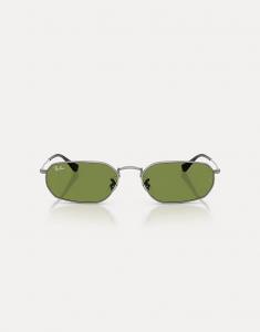 Солнцезащитные очки Irregular с зелеными линзами цвета оружейной стали Ray-Ban