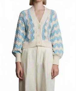 Кардиган Luna цвета слоновой кости/малинового яйца Eleven Six, Ivory/Robin Egg Blue