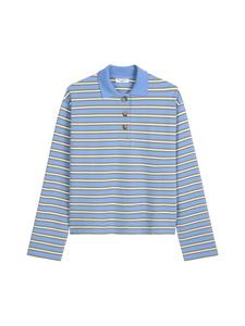 Свободная рубашка-поло с длинными рукавами, средне-синего цвета Marc O'Polo DENIM