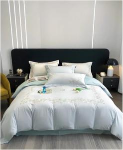 Generic Комплект постельного белья хлопковый с цветной вышивкой модель MM-102 Blue