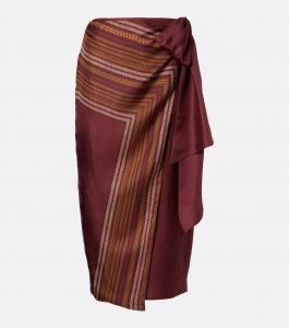 Эдро полосатая шелковая юбка-саронг Max Mara, Ciliegia/Lampon