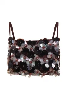 Спортивный топ с пайетками и цветочным узором P.A.R.O.S.H., черный