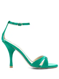 Босоножки из кожи на каблуке 100 мм Roberto Festa, зеленый