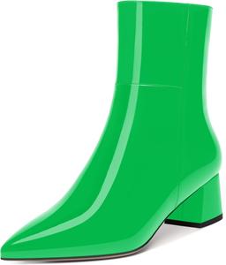 Женские ботинки NUMALEO с пряжкой, с острым носком, для активного отдыха, стильные, с низким толстым каблуком 5 см, высокие до щиколотки, Green