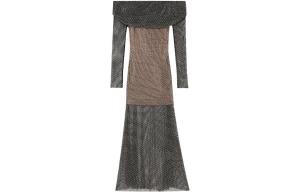 Женское черное платье с длинными рукавами Self-portrait