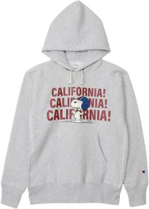 Толстовка Champion с длинным рукавом, 11,5 унций, свободного кроя, с резиновым графическим принтом PEANUTS Snoopy, REVERSE WEAVE (R), с капюшоном, C3-C130, мужская, серебристо-серый