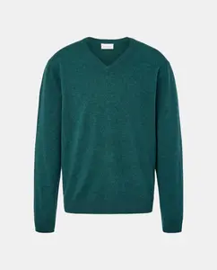 Джемпер с v-образным вырезом, гладкий, из кашемировой шерсти Emidio Tucci, зеленый