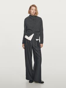 Кардиган с водолазкой из 100% кашемира Massimo Dutti, антрацитово-серый