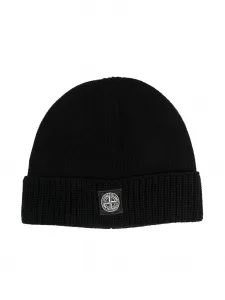 Шапка бини с нашивкой-логотипом Stone Island Junior, черный