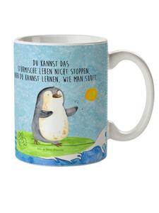 Детская кружка с надписью Пингвин-серфер в голубом цвете Mr. & Mrs. Panda