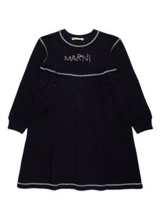 Marni Kids платье-футболка с длинными рукавами и вышитым логотипом, черный