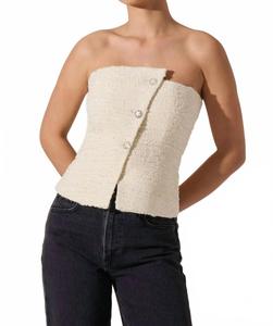 ASTR Асимметричный твидовый топ Xoxo кремового цвета