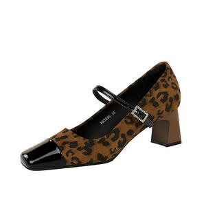 BIGTREE Женские туфли на высоком каблуке с леопардовым принтом в цветах черный/тёмно-коричневый/анкора ред — тёмно-коричневый с подарочной сумкой, цвет Dark Brown+Shopping Bag