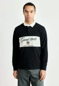 Блокированная плотная регбийная футболка с длинными рукавами Gant, Black