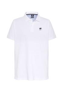 Рубашка-поло лаконичного дизайна с прошитыми этикетками POLO SYLT, цвет 11-0601 Bright White