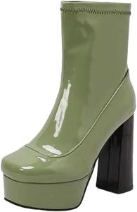Женские лакированные ботильоны на платформе с высоким каблуком 12,5 см для вечеринок и клуба Generic, En8