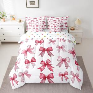 Erosebridal Комплект постельного белья Cartoon Bowknot King розовый с бантами в стиле принцессы, Calypso Coral