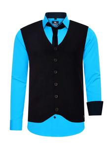 Рубашка с жилетом и галстуком, комплект из 3 предметов, бирюзового цвета Rusty Neal