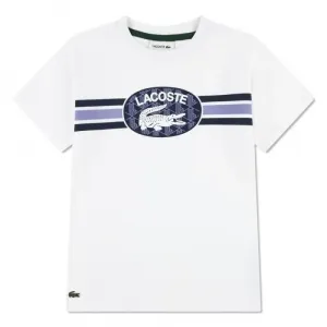Футболка с коротким рукавом Lacoste Kids Striped Logo, белый