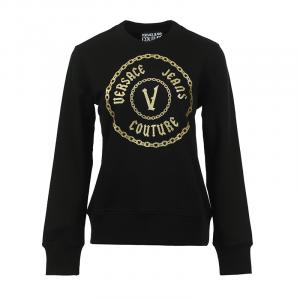 Свитшот из хлопка с принтом логотипа VERSACE JEANS COUTURE, черный